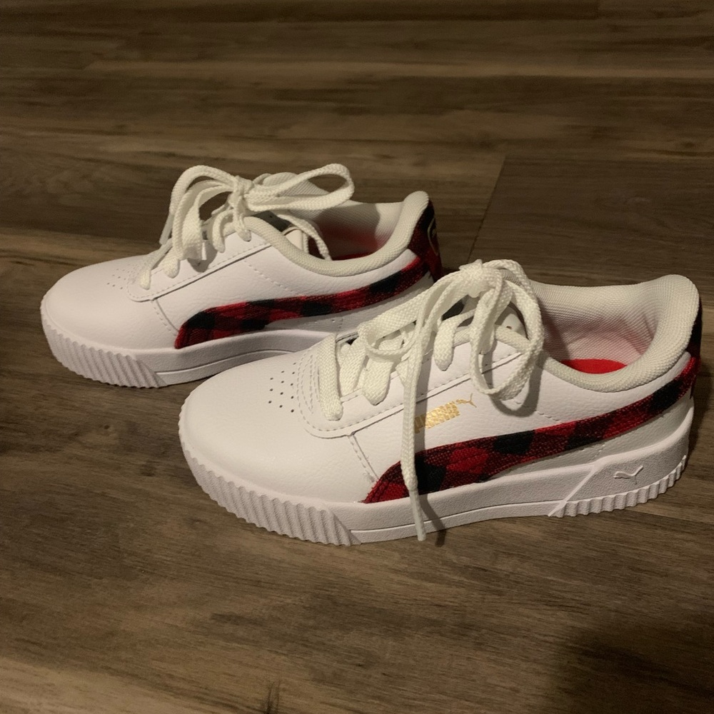 Tweed puma sneakers black and red